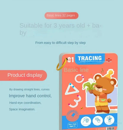 Children Magical Tracing Workbook Montessori Learning Educational Writing Toys Reusable Pen Control Training Copybook for Kids