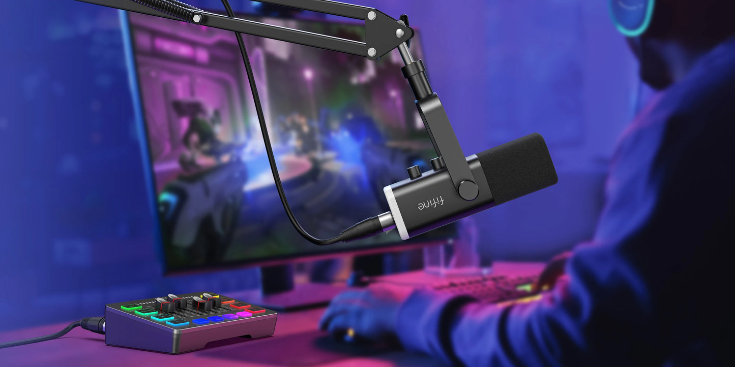 FIFINE Gaming Audio Set Microphone/Mixer/Headset for Streaming Podcasting,Podcast Set for Youtube/OBS/Tiktok/X/VK - AM8/H9/SC3