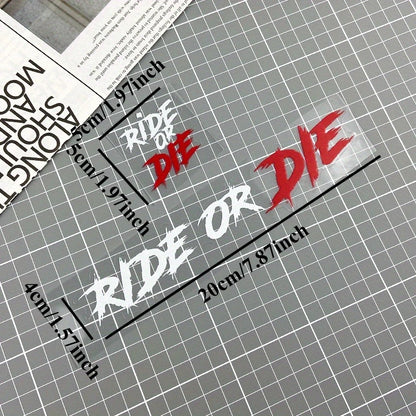 2PCS RIDE OR DIE Motorcycle Stickers Waterproof for Motorbike Helmet DIY Road Bicycle Top Tube Frame Self-adhesive Vinyl Decals