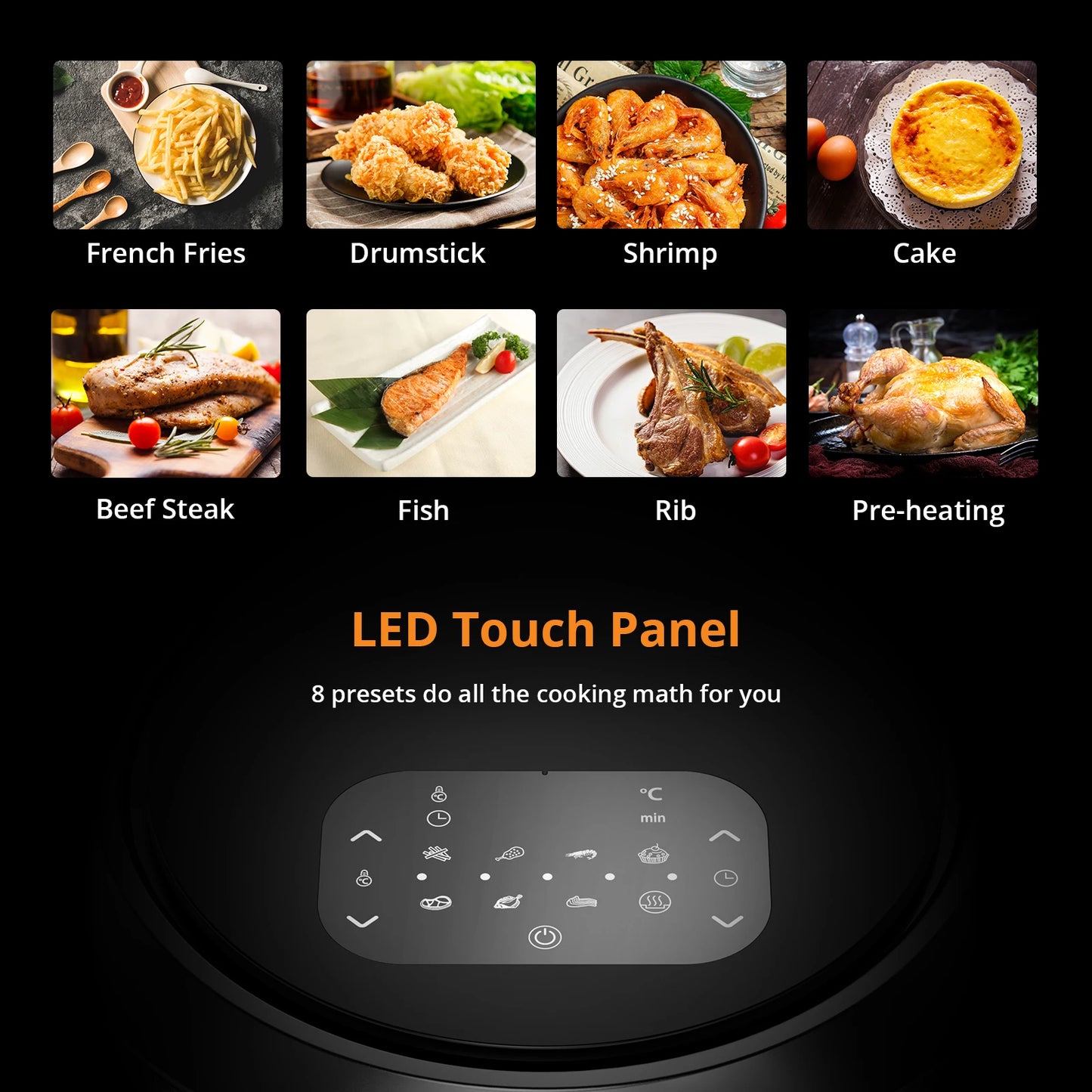 Air Fryer Oven Digital Large 7.7L Rapid Air Circulation,Air Fryers With Touch Screen Viewable Window Dishwasher Safe Accessories