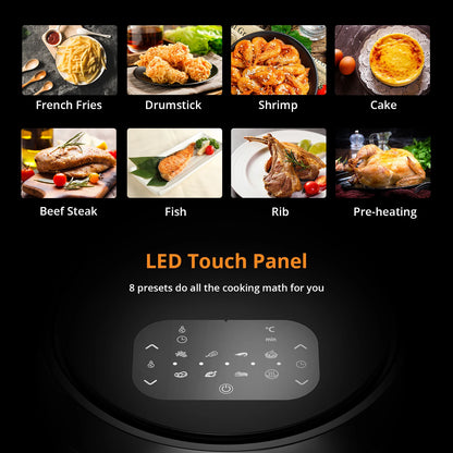 Air Fryer Oven Digital Large 7.7L Rapid Air Circulation,Air Fryers With Touch Screen Viewable Window Dishwasher Safe Accessories