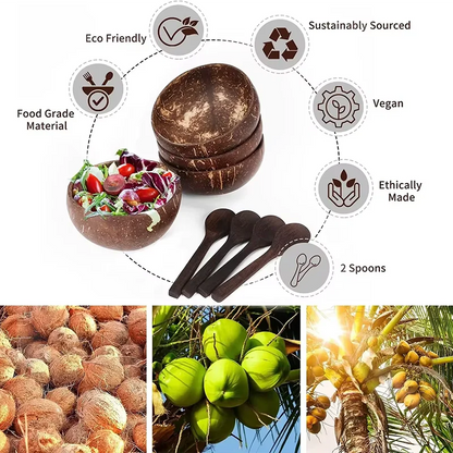 Coconut Bowls For Serving Dishes Wooden Salad Wood Reusable Bowl Serving Utensils Natural Coconut Shell Bowls Breakfast Party
