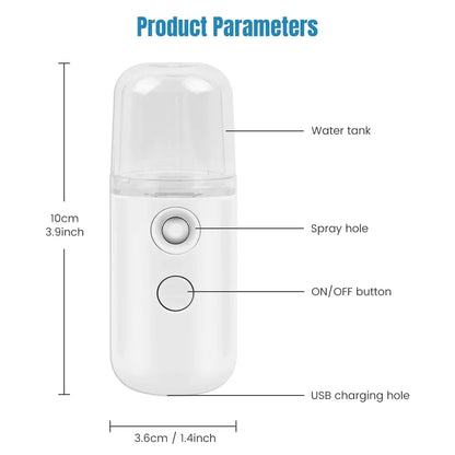 Mini Portable Humidifier Nano Mister Facial Steamer Device Beauty Spray Hydrating Apparatus Cold Spray Apparatus Rechargeable