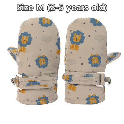 Kids Winter Ski Gloves - Waterproof Cartoon Mittens for Boys & Girls Age 4-6
