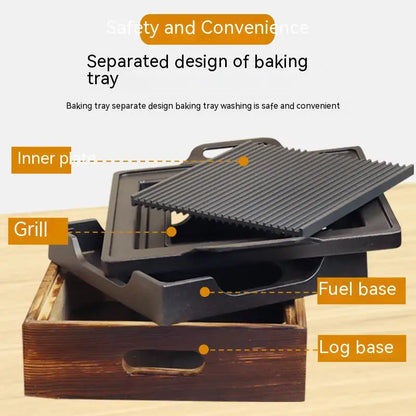 Smokeless Portable BBQ Grill Korean Japanese Barbecue Grill Charcoal BBQ Oven Alcohol Stove Household Non-stick Cooking Tools