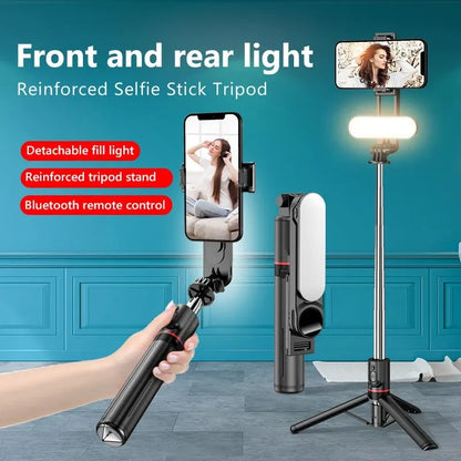Selfie Stick with Fill Light Tripod with Bluetooth Remote Shutter Retractable Rod for iPhone Xiaomi Huawei for Phone Video Live
