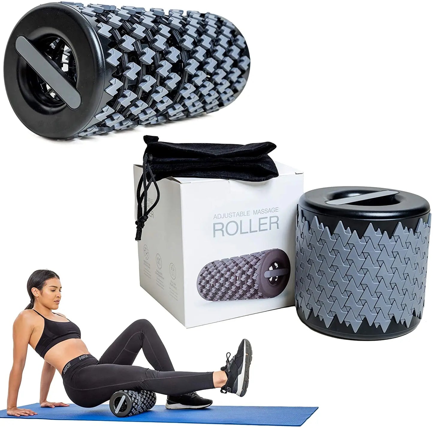 Folding Yoga Column Adjustable Pilates Foam Roller Portable Fitness Equipment Leg Back Muscle Massage and Relaxation