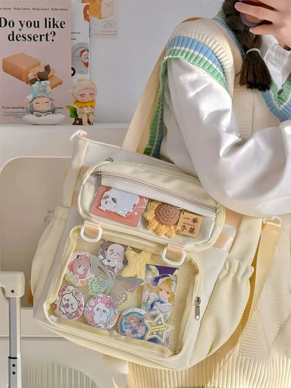 Japanese Transparent Ita Bag Handbag Women Anime Portable Large Capacity Girls Shoulder Tote Bag Nylon Crossbody Bags ItaBag