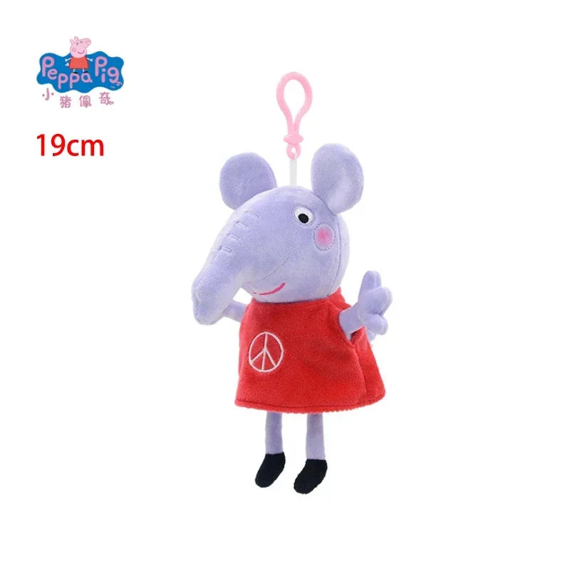 19CM Genuine Peppa Pig George Emily Candy Dennie Pedro Stuffed Plush Toys Keyring Animal Doll Pendant Children's Birthday Gifts