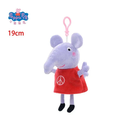 19CM Genuine Peppa Pig George Emily Candy Dennie Pedro Stuffed Plush Toys Keyring Animal Doll Pendant Children's Birthday Gifts