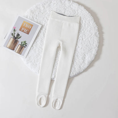 Girls winter plus velvet extra thick pantyhose child strips warm pants Polar Fleece Lining kids baby leggings cotton stockings