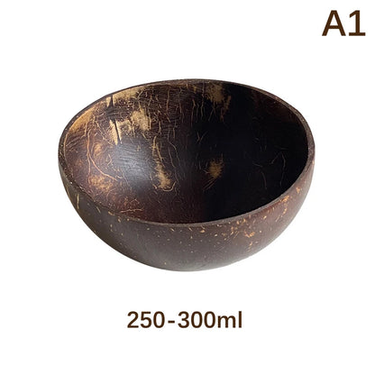 Natural Coconut Bowl Wooden Handmade Coconut Bowls for Eating Tableware Fork Spoon for Dessert Fruit Salad Mixing Rice