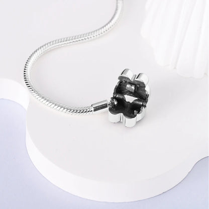 925 Sterling Silver Charm Bracelet - Leaf, Clover, Butterfly & Heart Design | 17-20cm Adjustable