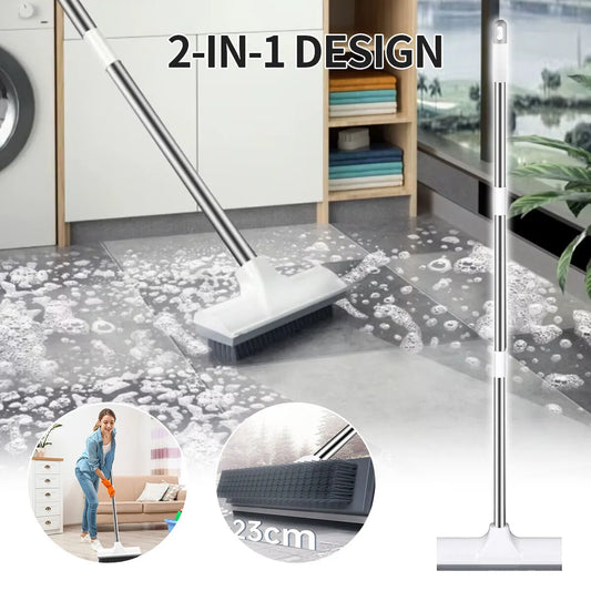 Long Handle Scrub Brush 2 In 1 Floor Scrubber And Squeegee For Cleaning
