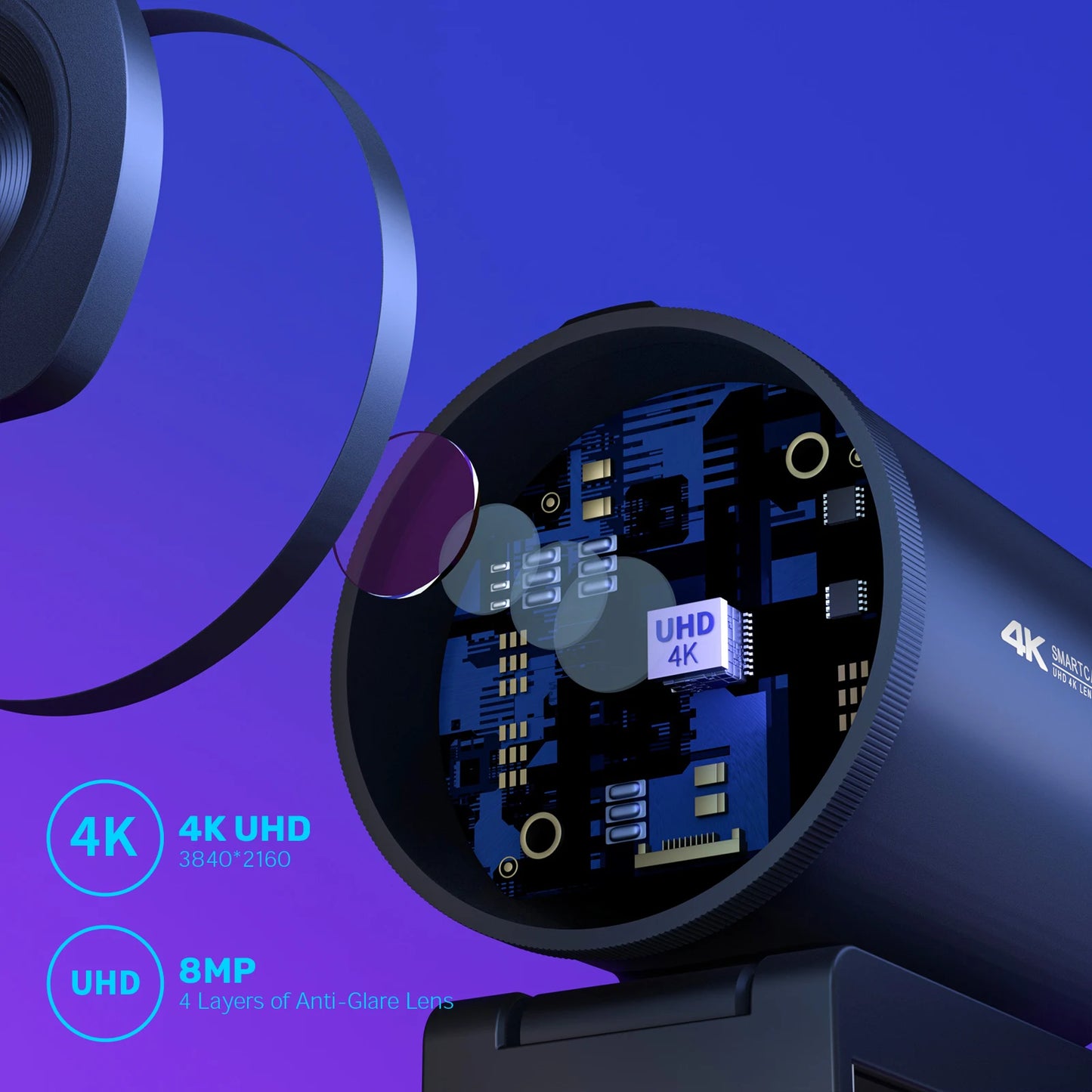 4K Webcam 1080P 60FPS Autofocus Streaming Web Camera EMEET S600 Living Stream Camera With Mics&Privacy Cover for Tiktok/YouTube