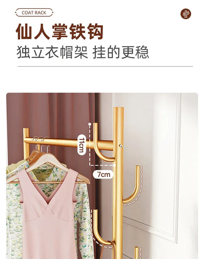 Aesthetic Golden Clothes Rack Metal Balcony Nordic Wheels Clothes Rack Floor Bedroom Burro Ropa Perchero Hallway Furniture