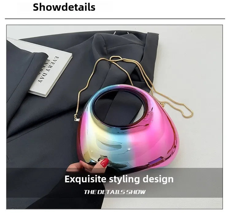 Luxury Designer Evening Clutch Clear Acrylic Women Handbags Fashion Shoulder Bag Half Moon Wedding Purses Party Tote Ladies