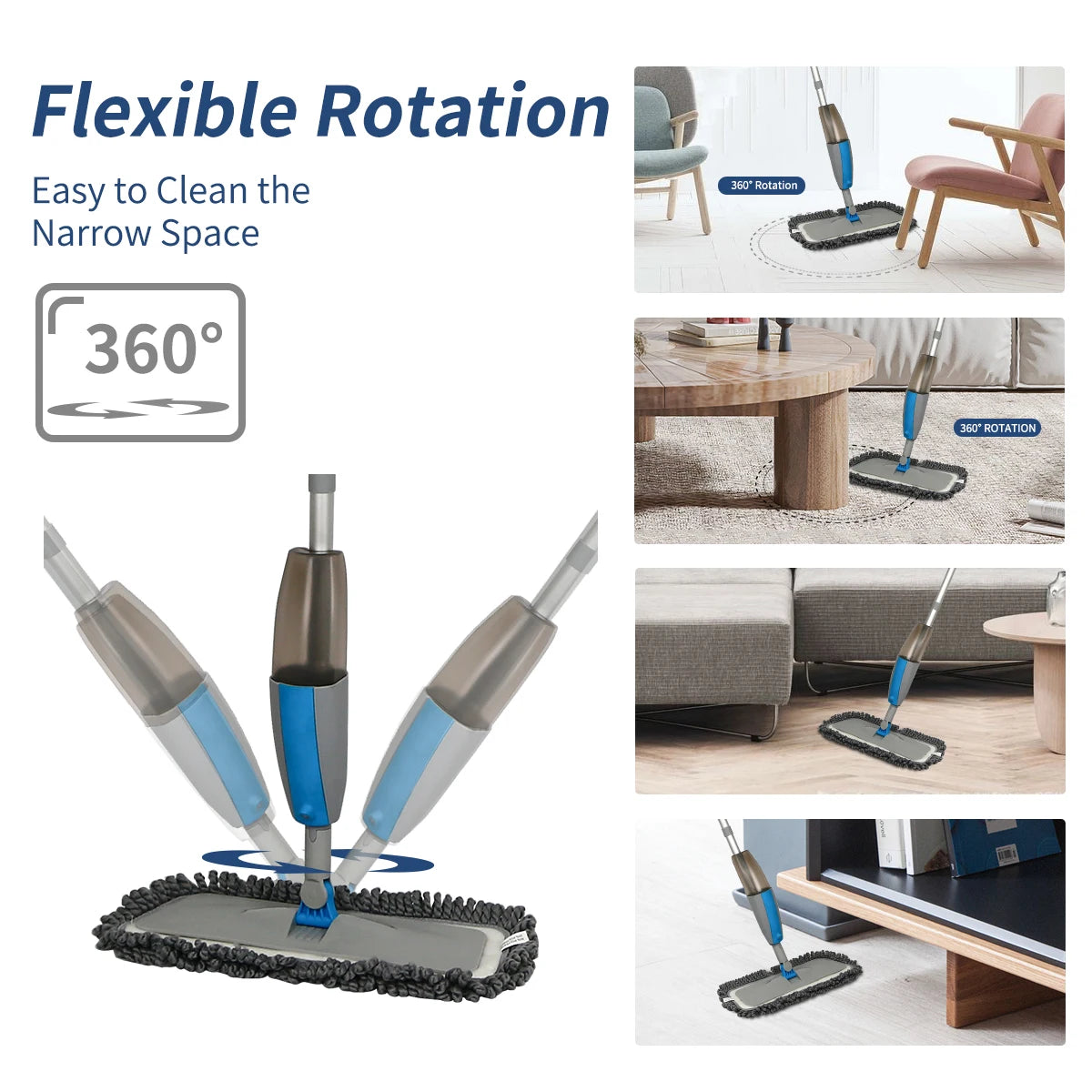 Spray Mop Broom Set Magic Flat Mops for Floor Home Cleaning Tool Brooms Household with Reusable Microfiber Pads Rotating Mop