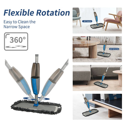 Spray Mop Broom Set Magic Flat Mops for Floor Home Cleaning Tool Brooms Household with Reusable Microfiber Pads Rotating Mop