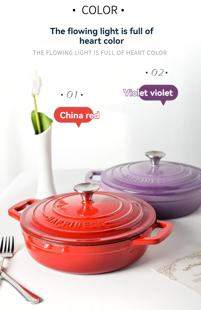 23cm Enameled Cast Iron Dutch Oven 2 Quart Heavy Soup Pot Casserole Dish For Bread Baking And Stew Kitchen Nonstick Braised Pot