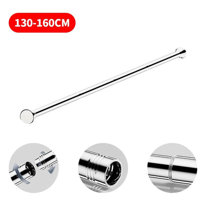 Telescopic Shower Curtain Extendable Wardrobe Rail Clothes Hanging Pole Rod