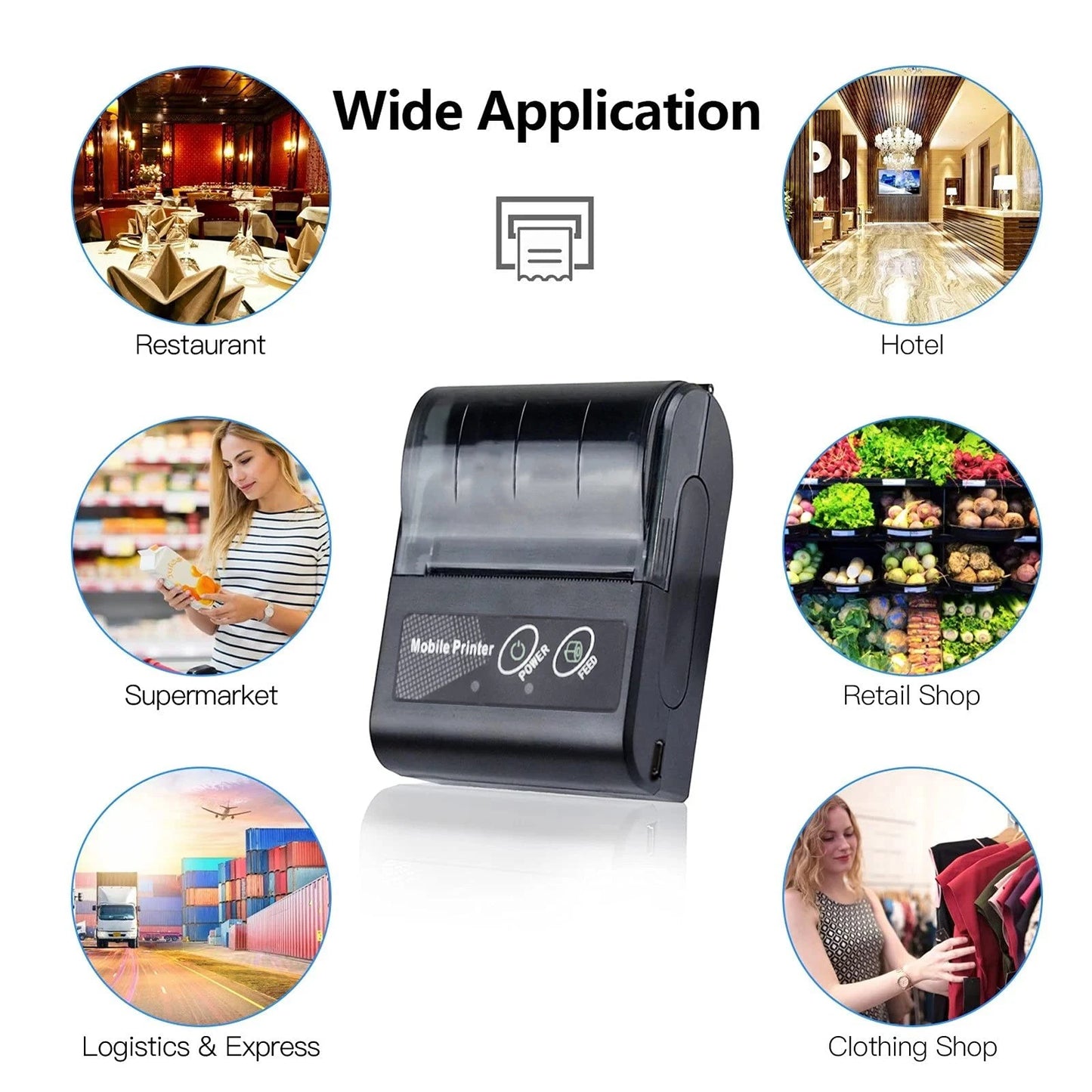 58mm Portable Mini Printer Thermal Label Printer Wireless Receipt Bluetooth Pocket Printer For Small Business/ Computers Printer