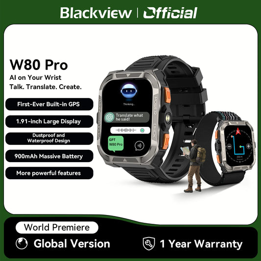 [World premiere]Blackview W80 PRO Outdoor Rugged Smart Watch, GPS Position Smartwatch, 1.91‘’ Display, 900mAh with Flashlight