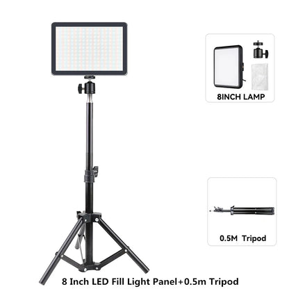 LED Photography Video Light Panel Lighting Photo Studio Lamp Kit with 8/12 Inch Adjustable Brightness,for YouTube Live Streaming