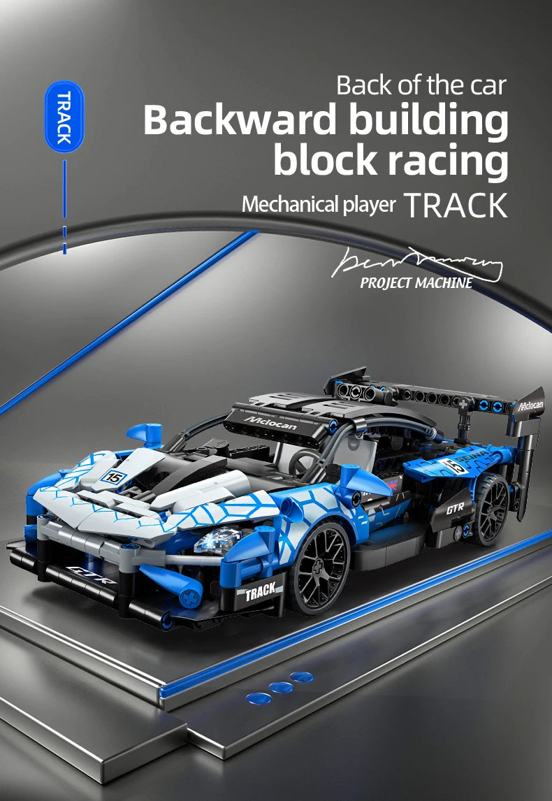 ToylinX 1/18 523 PCS Technical Mechanical Supercar Racing Racing Building Block Assembled Toy Car for Kids Boy Christmas Gifts