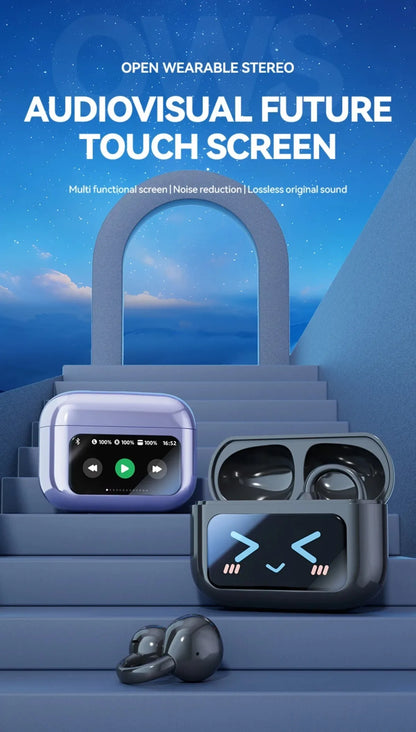 Touch Screen Bluetooth Headphones 144 Languages Real-time Translation Headphones Wireless Open Ear Clips Sports Gaming Earphone