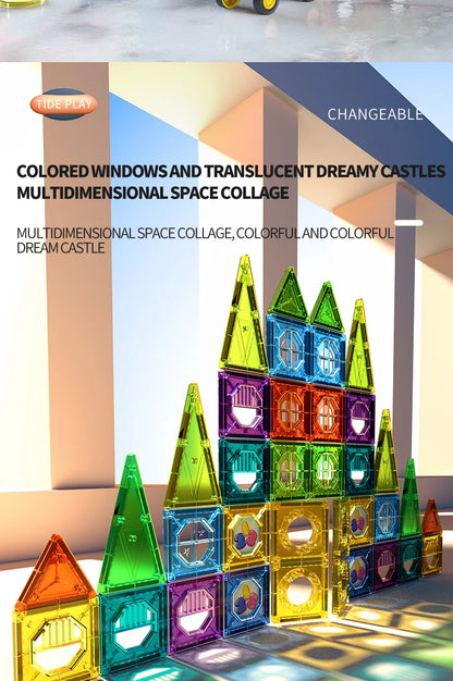 Magnetic Tile Marble Runway Toy Set STEM Educational Building Blocks for Boys and Girls Aged 3+, Great Birthday Gifts Christmas