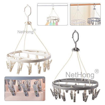 20 Pegs Thickened Laundry Clip Underwear Socks Hanger Airer Cloth Dryer Rack UK