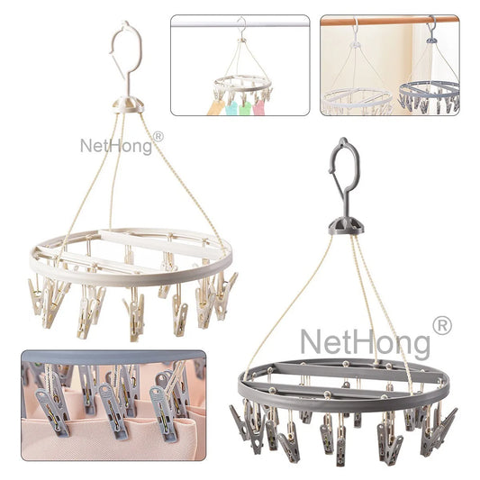 20 Pegs Thickened Laundry Clip Underwear Socks Hanger Airer Cloth Dryer Rack UK