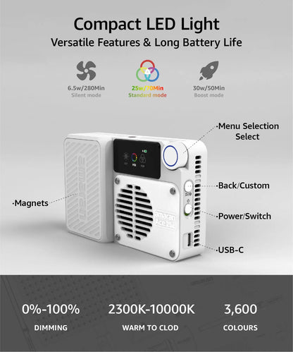 amaran Ace 25c Pocket RGBWW LED Light Full-Color Mini Video Light 2300K-10000K 4500mAh Battery with PD Fast Charging for TikTok
