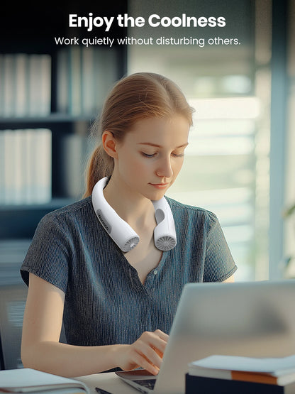 Warmco 10000mAh Portable Neck Fan 4-Speed Rechargeable Personal Fan 360° Cooling, 24H Runtime Wearable Fan for Office/Gym/Travel