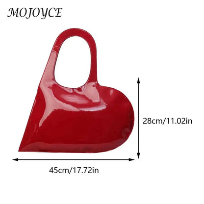 Luxury Design Heart Ladies Handbag PU Leather Underarm Bag Solid Color Trendy Tote Bag Summer Top Hand Bag for Women and Girls