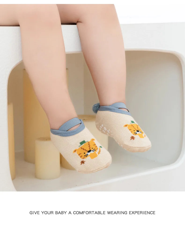 Spring Anti Slip Baby Socks Toddler Kids Floor Socks with Rubber Soles Autumn Newborn Baby Boy Girl Cartoon Cute Ball Warm Socks