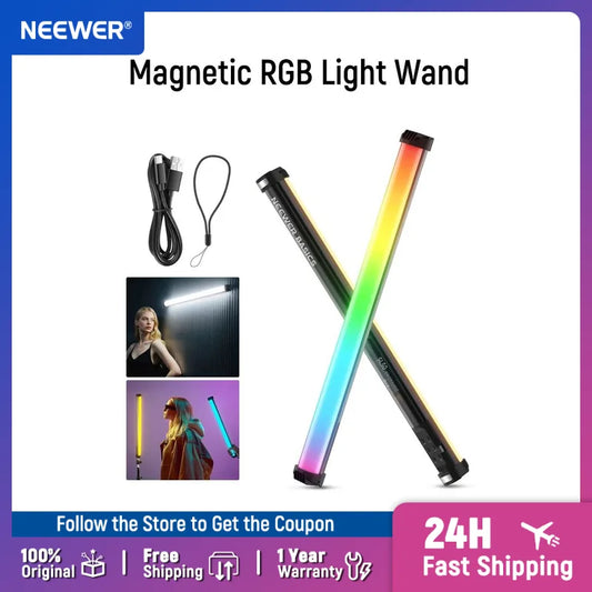 NEEWER Basics 21" Magnetic RGB Light Wand LED Handheld Video Tube Lighting Stick with  for Studio Photography Streaming
