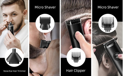 Sejoy Electric Hair Clippers Nose Hair Trimmer For Man Ears Cordless Men's Beard Trimmer Kit 8 in 1