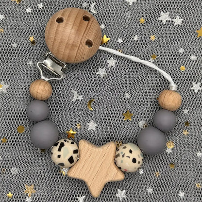 NEW Custom Name Wooden Personalized Baby Pacifier Chain Beech Bead Dummy Nipple Holder Guard Teether Pendant Newborn Mother Gift