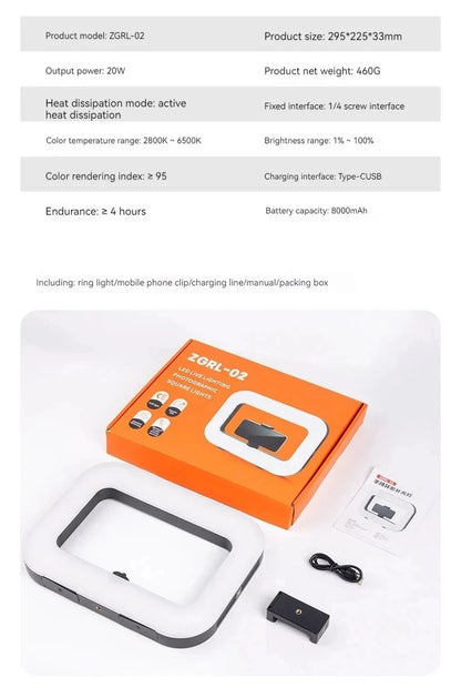 Smartphone Video Rig with Light Cell for Filmmaking Live YouTube Tiktok Video Recording Handheld Stabilizer Ring Light