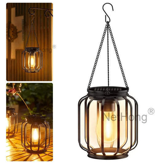 Solar Powered LED Hanging Lanterns Lights Waterproof Outdoor Lawn Lamps~Gardens