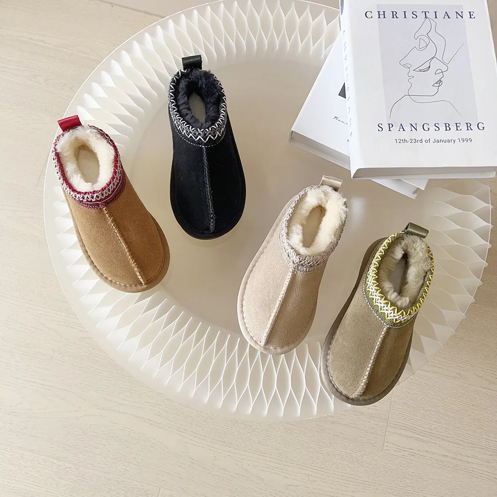 Kids Winter Slippers - Luxury Fur Lined Non-Slip Indoor Boots for Boys & Girls