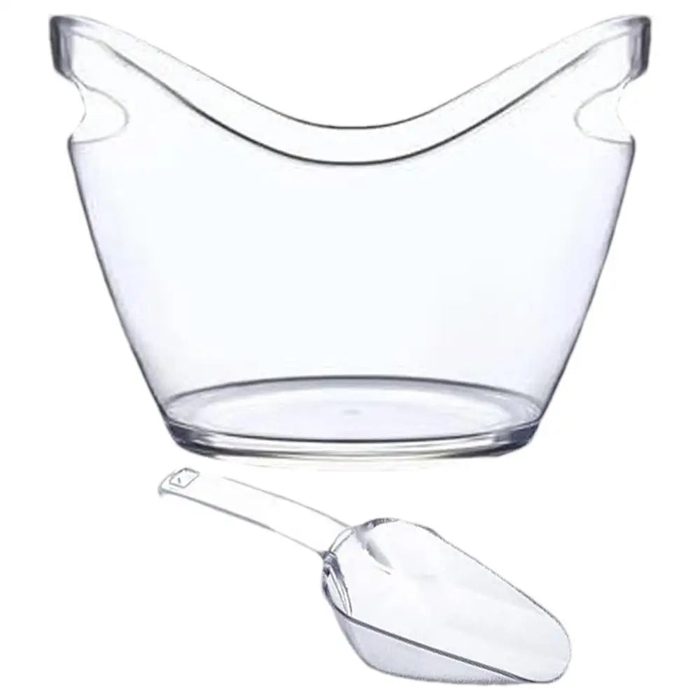 Clear Ice Bucket with 2 Scoops - Large Beverage Tub for Wine Champagne Bar Parties Family Reunion