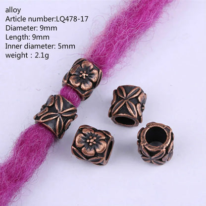 5 Pcs Antique Silver Hair Braid Dread Dreadlock Beads Cuffs Tuber Approx 8mm Inner Hole for Hair Styling Accessories Tool