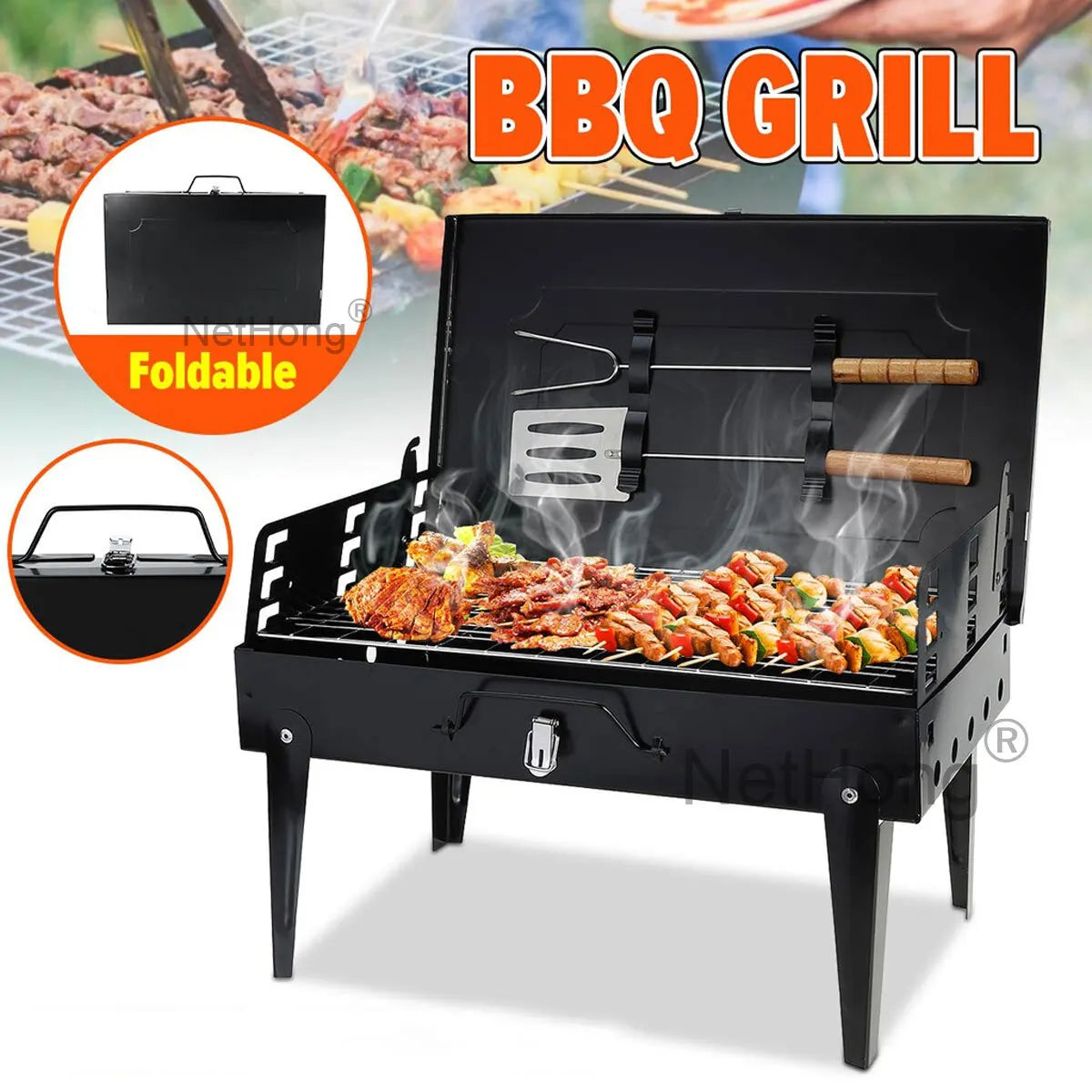 Portable Folding Charcoal BBQ Barbecue Camping Grill Travel Picnic Outdoor