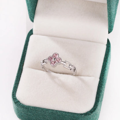 Pink Zircon Bow Heart Rings For Women Gold Plated 18K Plated Adjustable Heart Ring 2026 Trend Wedding Aesthetic Jewelry Gift