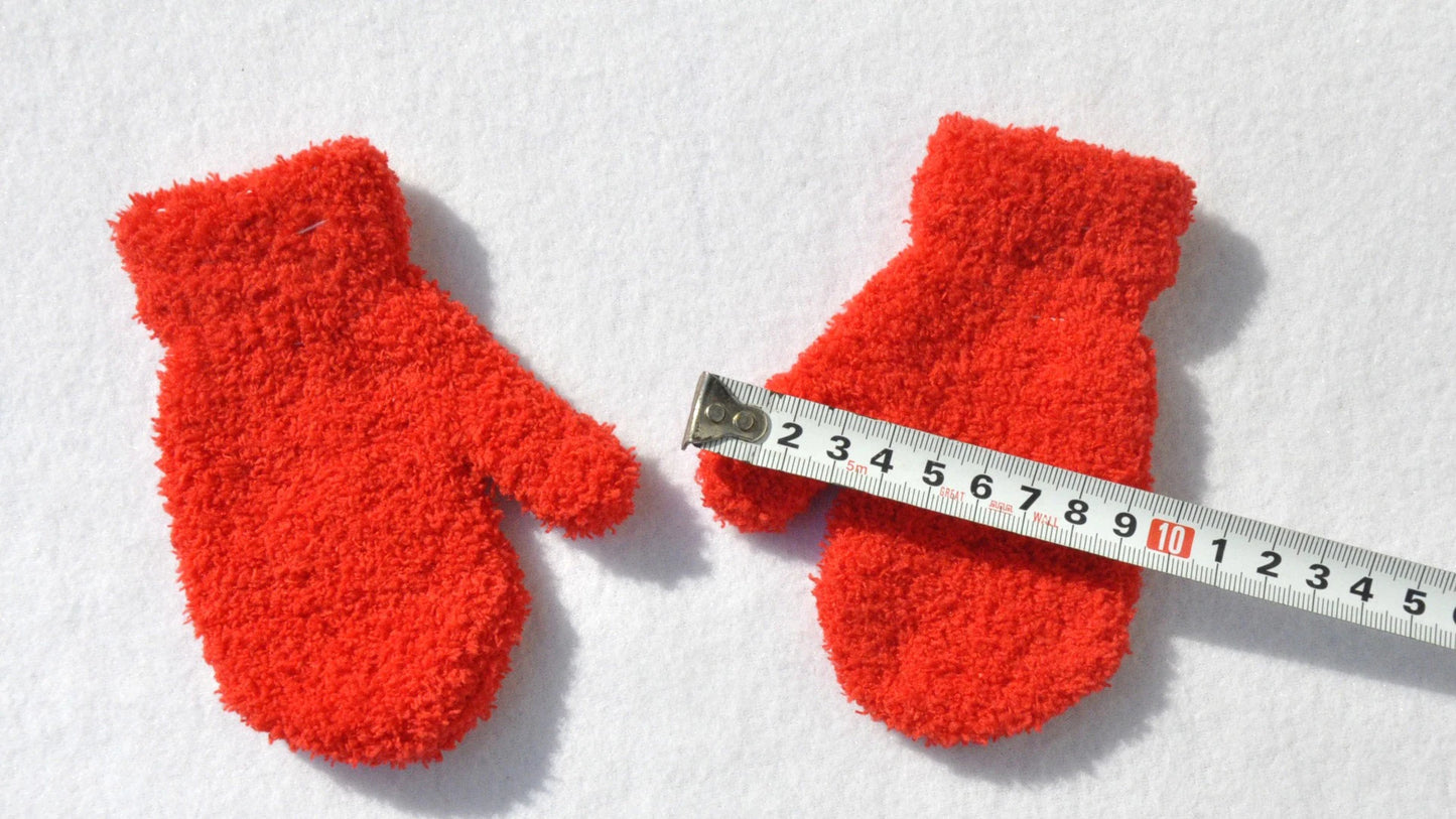 Baby Short Gloves Winter Coral Fleece Children Solid Knitted Plush Furry Full Finger Mittens Autumn Hand Warmer 1-4 Years Old