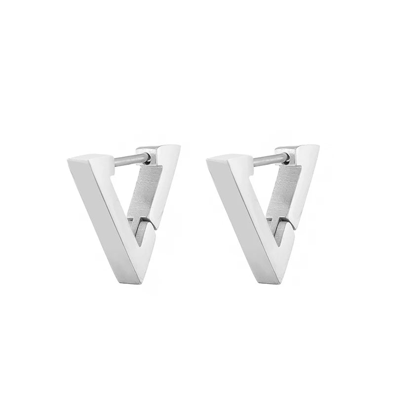 Classic Stainless Steel Hoop Earrings For Women Men Heart Star Oval Rectangle Round Triangle Gold Color Punk Hip Hop Jewelry