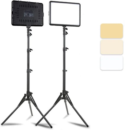 LED Photography Video Light Panel Lighting Photo Studio Lamp Kit with 8/12 Inch Adjustable Brightness,for YouTube Live Streaming